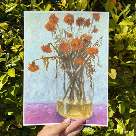 Forgotten Marigolds - 9" x 12" Print