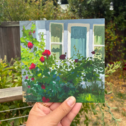 Blue Roses 6" x 6" original painting