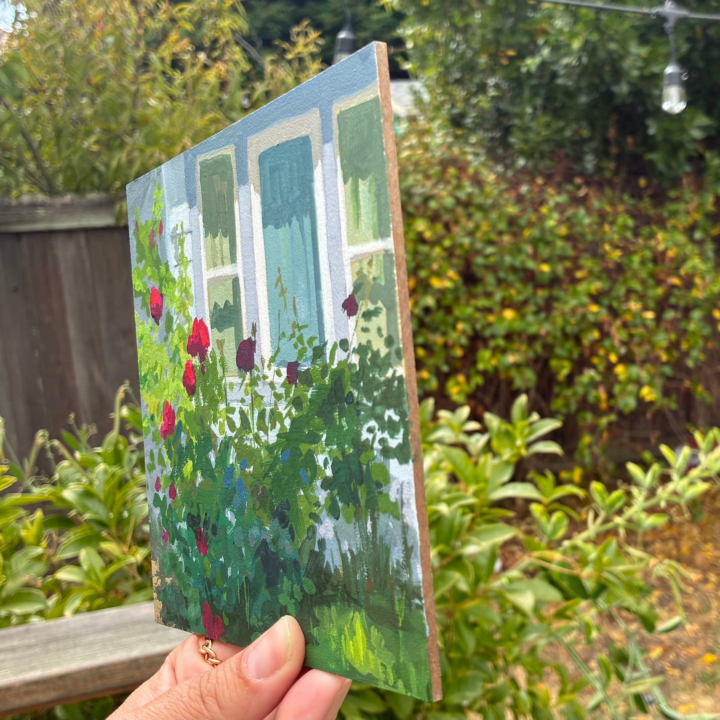 Blue Roses 6" x 6" original painting