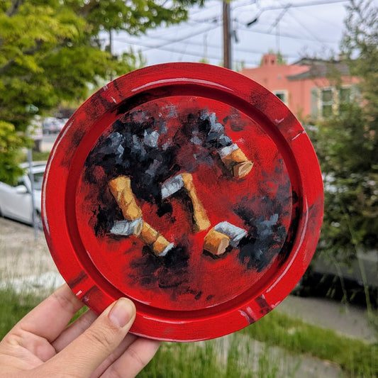Red Ashtray 6.5" Original Painting