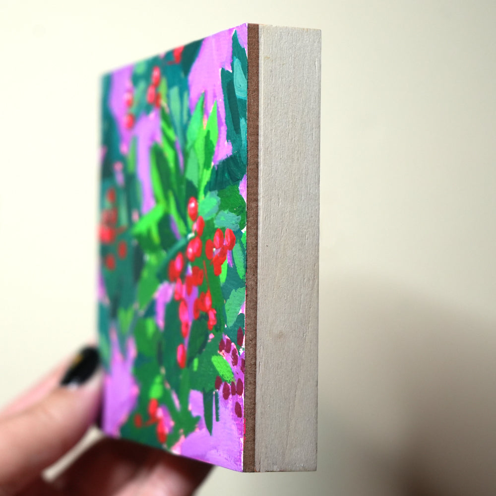 California Holly 4"x4" original painting