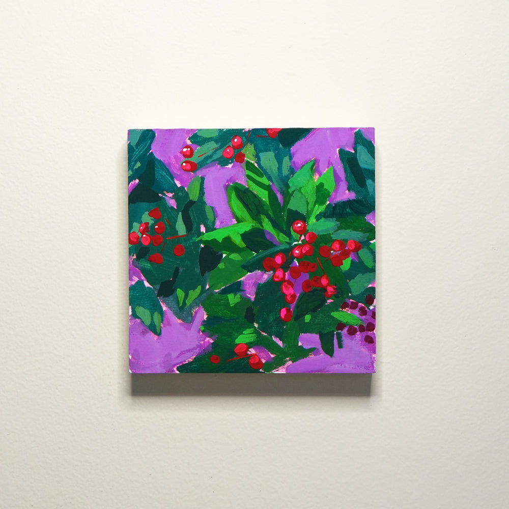 California Holly 4"x4" original painting