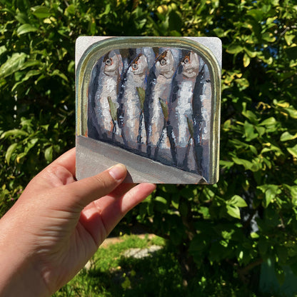 "With my Friends" 5" x 5"  Original painting