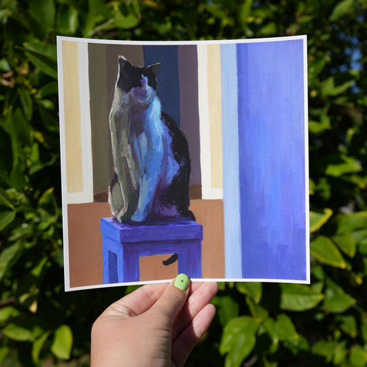 Blue Cat - 8"x8" Fine Art Print