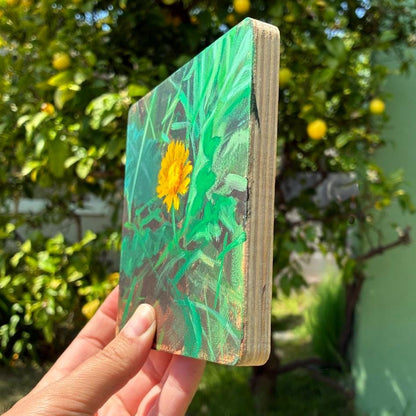 Dandelion original acrylic painting 5" x5"