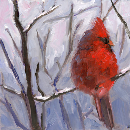 Cardinal 6"x6" original painting