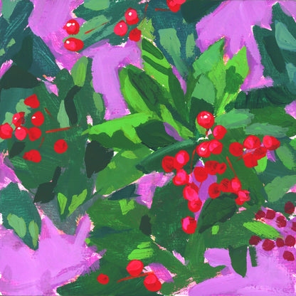 California Holly 4"x4" original painting