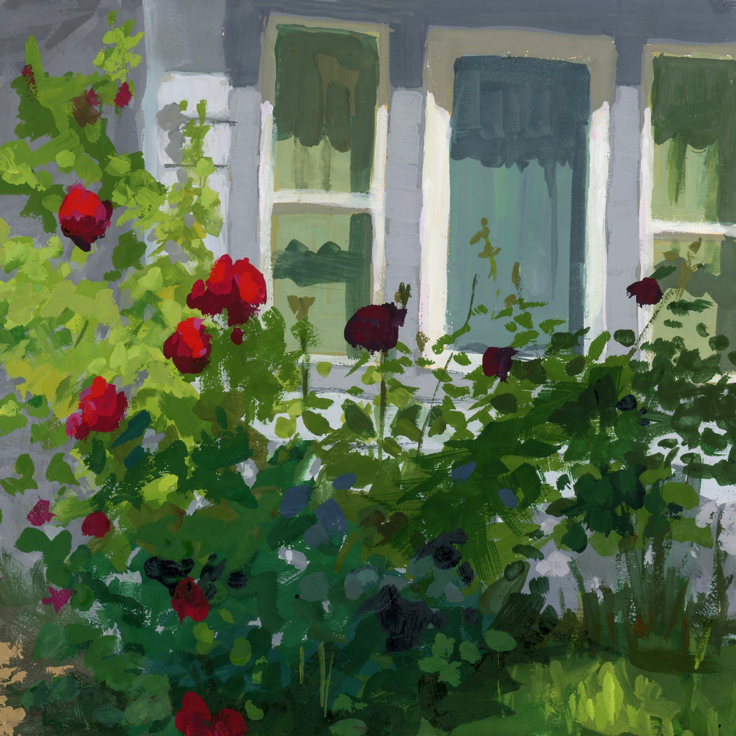 Blue Roses 6" x 6" original painting